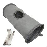 Tunnel pliable pour chats dintrieur jouets pour chats tunnel de jeu en daim durable avec balle de jeu ...