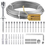 Tuteur en acier inoxydable pour plantes grimpantes 16 supports corde de 24 m avec supports muraux et ...