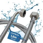 Tuyau dalimentation en acier inoxydable r�sistant � la torsion i 15 m i raccord 3 / 4 pour machine � ...