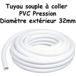 Tuyau pvc pression semi - rigide  coller 32mm diamtre / bassins et piscine / vente au mtre