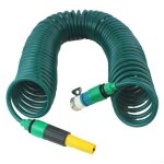 Tuyau darrosage spiral� r�tractable 5 m avec douchette r�glable et raccord robinet
