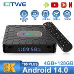 Tv box android 14. 0 boitier tv t95 plus4 go + 128 go 8k hd quad coresmart box bt5. 0 2. 4g wifi media ...