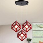 U - do lustre suspension carr rouge suspension luminaire en fer 3 ttes lampe en disque lustre plafonnier ...