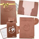 Ugozen coffret cadeau 5 pi�ces simili cuir marron ? porte - documents carte grise passeport �tui carte ...
