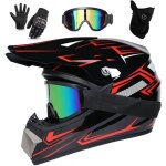 Uigjiog casque moto cross enfant certifi� d. o. t avec lunettes gants - vtt int�gral - 4 tailles de doublure ...