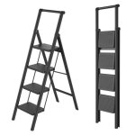 Uisebrt escabeau pliable  4 marches avec 30x20cm large marchepied et accoudoirs echelle  barreaux charge ...
