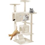 Uisebrt grand arbre � chat 49x49x130cm avec grotte plateformes escalier et colonnes en sisal meuble descalade ...