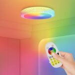 Uisebrt plafonnier led 60w rond cristal rvb dimmable lampe avec t�l�commande luminaires pour salon chambre ...