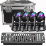 Uking 120w jeux de lumiere dj - lyre led rgbw dmx beam - 4pcs lumi�re de sc�ne avec console 192 canaux ...