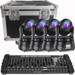 Uking 120w jeux de lumiere dj - lyre led rgbw dmx beam - 4pcs lumi�re de sc�ne avec console 384 canaux ...