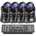 Uking 120w jeux de lumiere dj - lyre led rgbw dmx beam - lumi�re de sc�ne pack de 4 avec console 192 ...