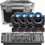 Uking 120w jeux de lumiere dj - lyre led rgbw dmx gobo beam - 4pcs lumi�re de sc�ne avec console 192 ...