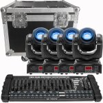 Uking 120w jeux de lumiere dj - lyre led rgbw dmx gobo beam - 4pcs lumi�re de sc�ne avec console 384 ...
