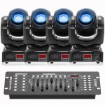 Uking 120w jeux de lumiere dj - lyre led rgbw dmx gobo beam - lumi�re de sc�ne pack de 4 avec console ...