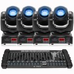 Uking 120w jeux de lumiere dj - lyre led rgbw dmx gobo beam - lumi�re de sc�ne pack de 4 avec console ...