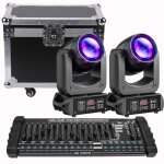Uking 230w dj lyre led dmx512 - jeux de lumiere dj beam gobo 18 prisme - pack de 2 avec flightcase & ...