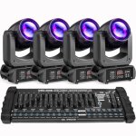 Uking 230w dj lyre led dmx512 - lumi�re de sc�ne beam gobo 18 prisme - jeux de lumiere dj pack de 4 avec ...