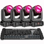 Uking 250w dj lyre led dmx512 - lumi�re de sc�ne beam gobo 18 prisme - jeux de lumiere dj pack de 4 avec ...