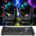 Uking 2pcs 390w jeux de lumiere dj 48 + 8 prisme - lyre led rgbw dmx beam wash zoom gobo atomisation ...