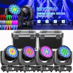 Uking 4pcs 285w 19 led rgbw 4 en 1 lyre led avec 2 flycase - lumire de scne dmx zoom beam wash jeux ...
