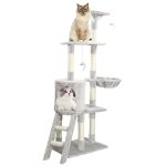 Uking - arbre � chat 79 x 34 x 143 cm - 3 plateformes 1 perchoir 1 niche 1 escalier poteaux � griffer ...