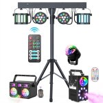 Uking ensemble de 5 jeux de lumire compacts et puissants + machine  fume + lumire laser + portique ...
