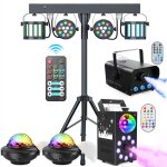 Uking ensemble de 6 jeux de lumi�re compacts et puissants + 2 machine � fum�e + portique lumi�re dj lumi�re ...