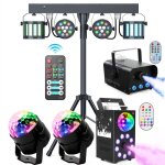 Uking ensemble de 6 jeux de lumi�re compacts et puissants + 2 machine � fum�e + portique lumi�re dj lumi�re ...