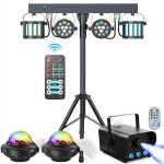 Uking ensemble de 6 jeux de lumi�re compacts et puissants + portique lumi�re dj + machine � fum�e lumi�re ...