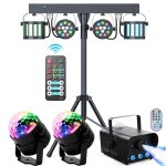 Uking ensemble de 6 jeux de lumi�re compacts et puissants + portique lumi�re dj + machine � fum�e lumi�re ...
