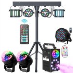 Uking ensemble de 7 jeux de lumi�re compacts et puissants + machine � fum�e + portique lumi�re dj lumi�re ...