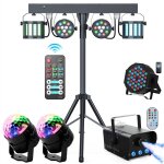 Uking ensemble de 7 jeux de lumi�re compacts et puissants + portique lumi�re dj + machine � fum�e lumi�re ...