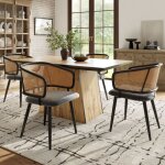Ulife 4 chaises de salle à manger modernes grises dossier en rotin confortables et respirantes pour les ... Ulife 4 chaises de salle à manger modernes grises dossier en rotin confortables et respirantes pour les ...