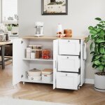 Ulife enfilade de cuisine mobile blanc comptoir en chne armoires multifonctionnelles 3 tiroirs adapt ...