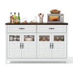 Ulife enfilade de rangement blanche avec 4 portes et 2 grands tiroirs buffet de salle  manger moderne ...