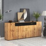 Ulife enfilade simple en bois armoire de cuisine armoire de rangement commode  quatre portes 2 tiroirs ...