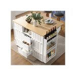 Ulife �lot de cuisine minimaliste blancchariot avec roulettes et comptoirs�lot de cuisine avec portes ...