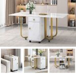 Ulife table à manger pliante moderne blanche avec placards et 2 tiroirs avec 4 pieds de support avec ... Ulife table à manger pliante moderne blanche avec placards et 2 tiroirs avec 4 pieds de support avec ...