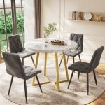 Ulife table à manger ronde blanche table de cuisine motif de marbre moderne adaptée au salon sans chaises ... Ulife table à manger ronde blanche table de cuisine motif de marbre moderne adaptée au salon sans chaises ...
