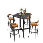 Table haute de bar - unho - marbre - 70x70x105cm - 4 places - acier métallique Table haute de bar - unho - marbre - 70x70x105cm - 4 places - acier métallique