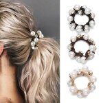 Unicra lot de 3 chouchous lastiques avec perles et cristaux accessoires cheveux pour femme et fille