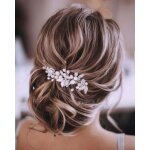 Unicra accessoires cheveux mariage argent - headpiece vigne fleur feuille en cristal pour la marie