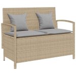 Unique coffre de rangement dext�rieur avec coussin beige r�sine tress�e cozy561760