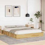 Unique lit double de chambre lmt - cadre de lit - sans matelas - 160x200 cm bois massif de ch�ne cozy319205 ...