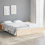Unique lit double de chambre lmt - cadre de lit - sans matelas - bois massif 140x190 cm cozy302821