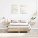 Unique lit double de chambre lmt - cadre de lit - sans matelas - ch�ne sonoma 120x190 cm cozy583981