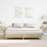 Unique lit double de chambre lmt - cadre de lit - sans matelas - ch�ne sonoma 200x200 cm cozy177554