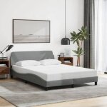Unique lit double de chambre lmt - cadre de lit - sans matelas - gris clair 140x190 cm tissu cozy334517 ...