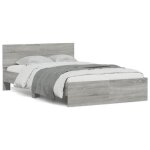 Unique lit double de chambre lmt - cadre de lit avec t�te de lit et led sonoma gris 140x190 cm cozy759441 ...