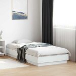 Unique lit simple de chambre lmt - cadre de lit - sans matelas - blanc 90x190 cm bois ding�nierie cozy591884 ...